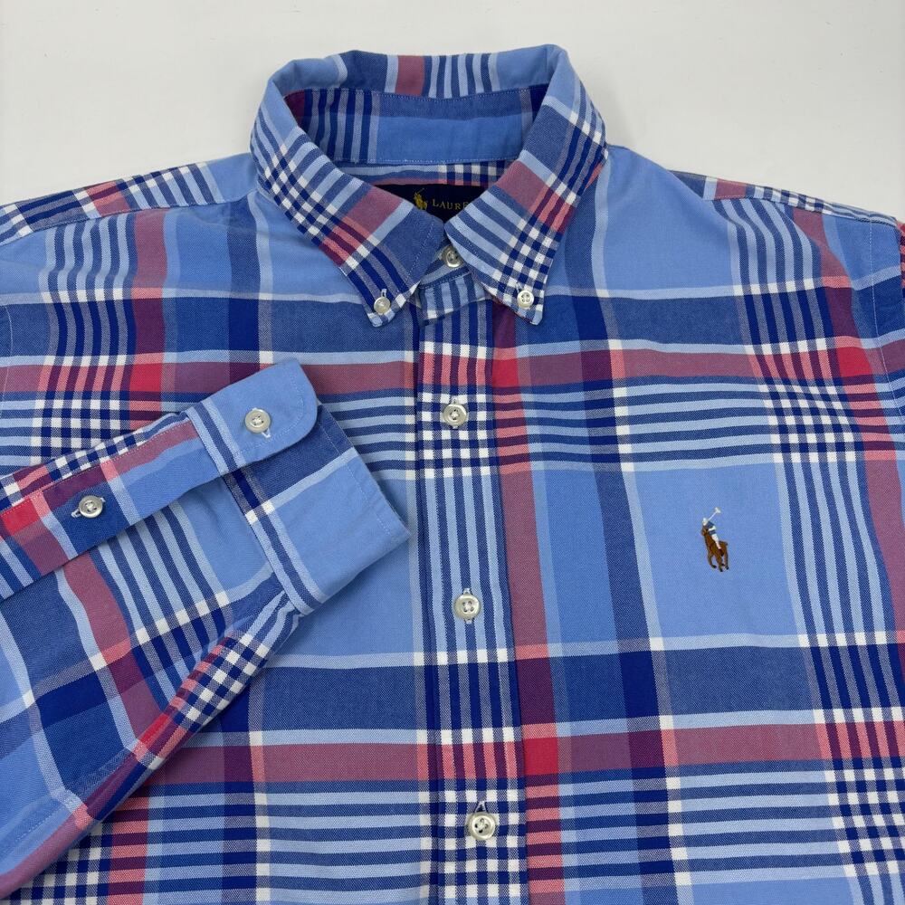 Ralph Lauren Blue and Red Plaid Casual Button Down Shirt